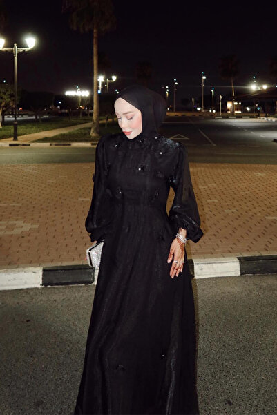 fushya design Çiçek Detaylı Kıloş Organze Elbise