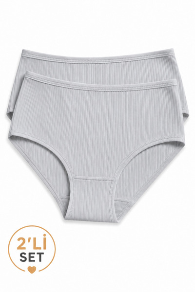 İpeksi Collection 100% Cotton High Waist Ribbed Daily Panties 2-Pack