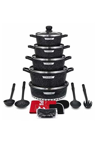 DubaiGallery Telford 17 PCS Non-Stick Cookware Set TGC-17M – Eco-Friendly Gra...