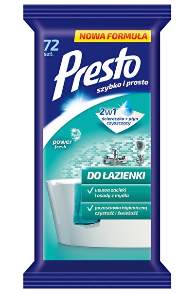 Presto Bathroom Wet Wipes (Ceramic Objects), 72 Pcs/Pack, - Glitter Effect