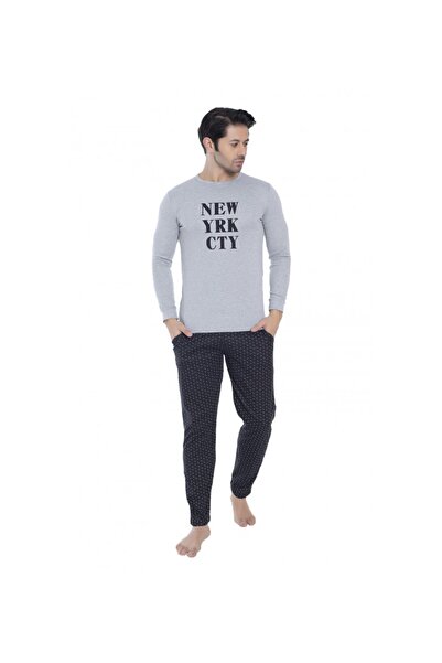 best touch ΑΝΔΡΙΚΕΣ ΧΕΙΜΕΡΙΝΕΣ ΠΙΤΖΑΜΕΣ "NEW YRK CTY" ΓΚΡΙ 2022212, Μέγεθος 3XL