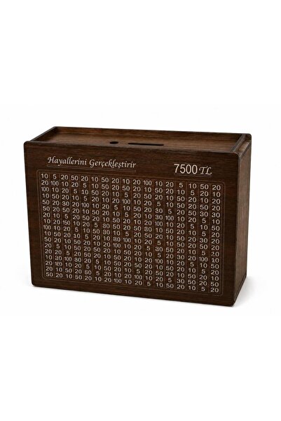 abnturk 7500TL Ahşap Hedef Kumbara-Para Biriktirme Kutusu 23x18x6cm