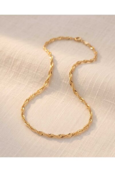Mum Aşkı Burgu / Singapore Model 60 cm Gold Necklace