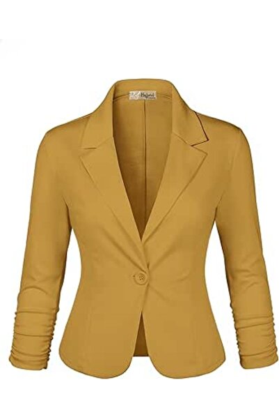 Hybrid & Company Women Double Notch Lapel Sharp Shoulder Pad Office Blazer | ...