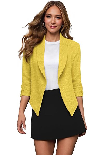 Hybrid & Company Women Double Notch Lapel Sharp Shoulder Pad Office Blazer | ...