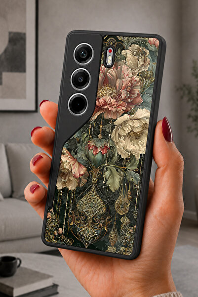 TECNO Camon 40 Uyumlu Peoni Desenli Kamera Korumalı Darbelere Dayanıklı Kılıf