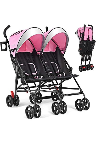 Baby Joy عربة أطفال خفيفة الوزن مزدوجة، تصميم قابل للطي للسفر، عربة توأم بمظل...