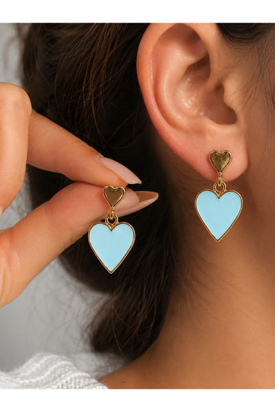 Ebravia Baby Blue Heart Dangle Stylish Charming Earrings