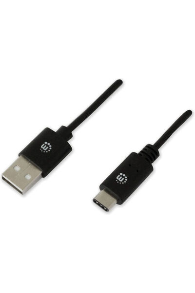 MANHATTAN Καλώδιο USB 2.0 USB Type-C Αρσενικό σε USB-A Μαύρο 0,5μ
