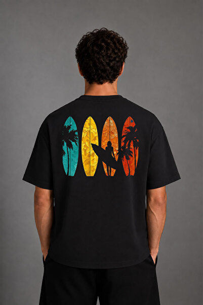 VSRN Μπλουζάκι Surf Objects 2 με σχέδιο και εκτύπωση στην πλάτη, μαύρο, overs...