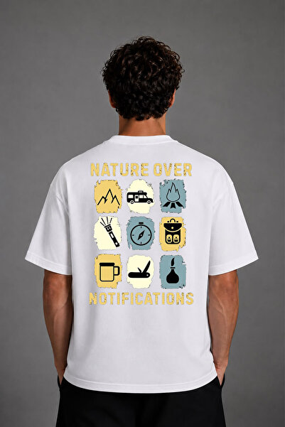 VSRN Tricou supradimensionat alb cu imprimeu pe spate Nature Over Design