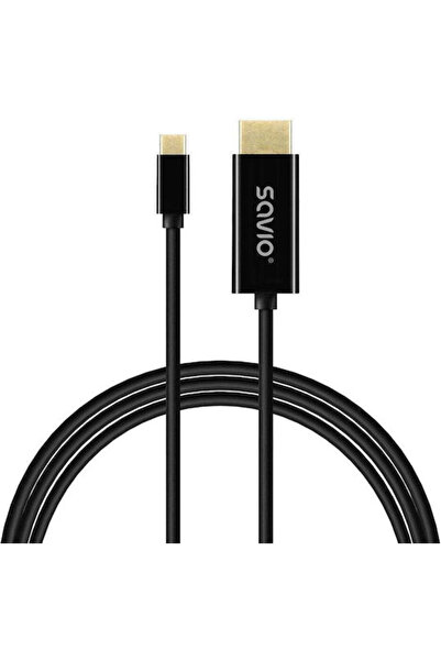 Savio Καλώδιο HDMI αρσενικό - USB-C αρσενικό 2μ Μαύρο