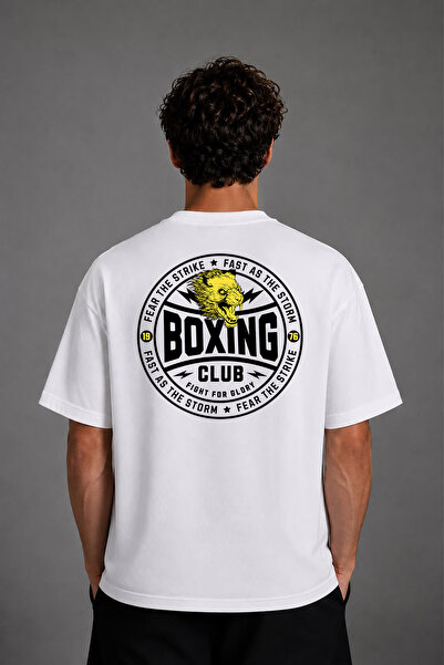 VSRN Fast Boxing Design Back Printed White Oversize T-Shirt