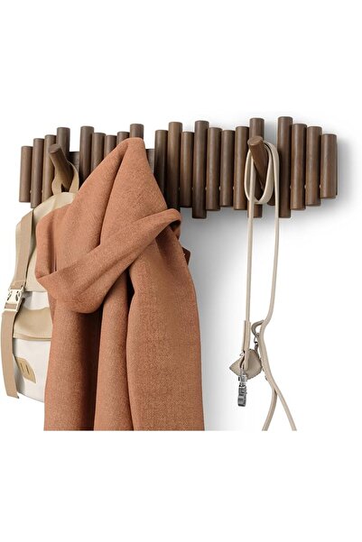 UmbraWear Umbra Picket Wall-Mounted Coat Rack Rail Hook with 5 Retractable Wo...