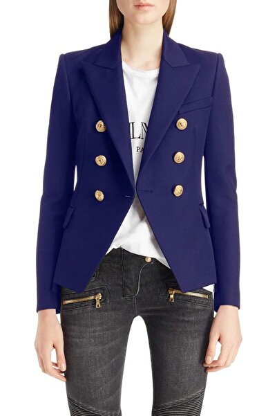 GENERAL Womens Double Breasted Blazer Jacket Long Sleeve Formal Fit Business ...