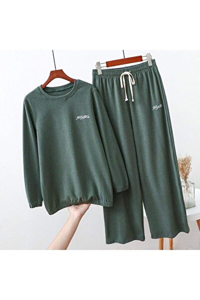 GENERAL Women's Pink Winter Pajamas Set - Classic, Solid, Long Sleeve, Round ...