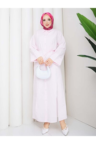 ELAY Fashion Women's Tie-Waist Slit Shirt Dress