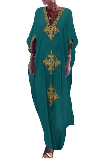 Bsubseach Women Embroidery Short Sleeve Bikini Swimsuit Cover Up Side Split B...