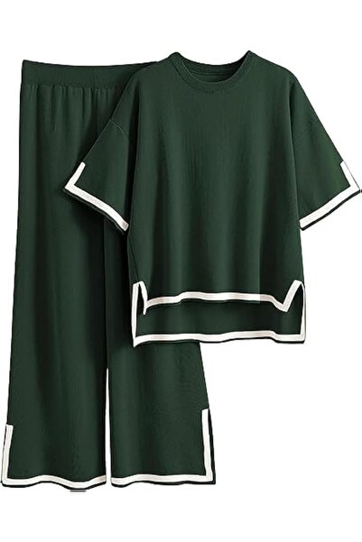 Arabest Women 2-Piece Sweater Set,Short Sleeve Knit Pullover Top,High Waist W...