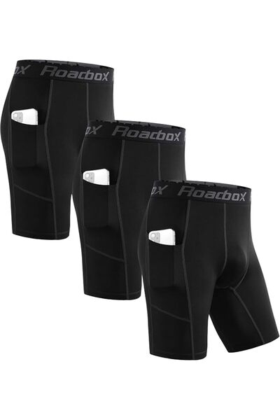 Roadbox Compression Shorts Mens 3 Pack, Sports Underwear Base Layer Shorts, Q...
