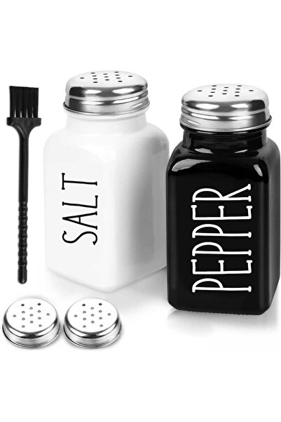 Arabest 2-Piece Salt and Pepper Shakers Set,Glass Refillable with 304 Stainle...