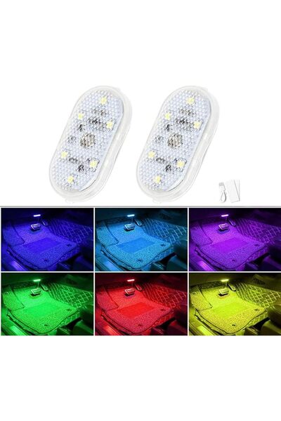 GENERAL 2 Pcs LED Interior Car Lights, 7 Colors With 6 Bright LED Lamp Beads,...