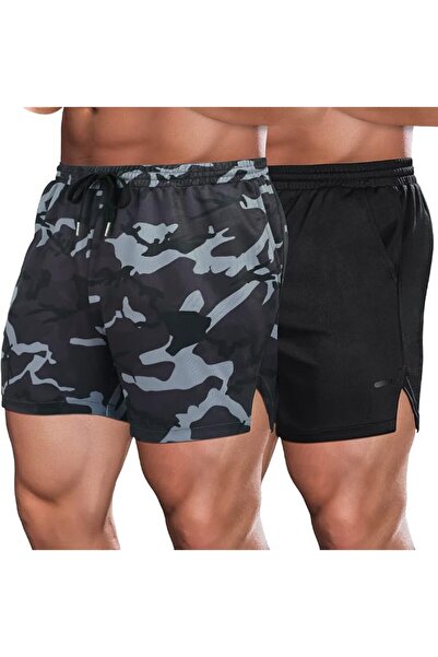 COOFANDY Men's 2 Pack Gym Workout Shorts Mesh Lightweight Bodybuilding Pants ...