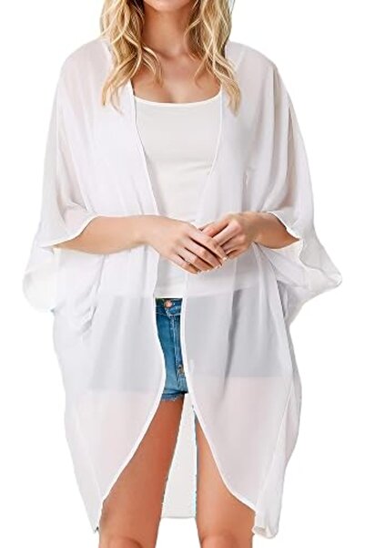 Moss Rose Women's Beach Kimono Coverup Sheer Chiffon Cover Ups, Casual Loose ...