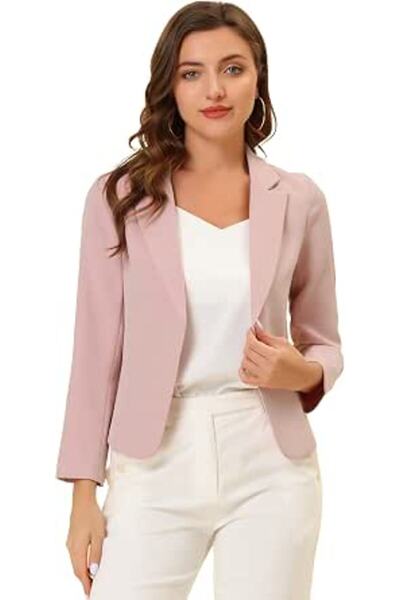 Allegra K Women's Open Front Office Work Business Crop Suit Blazer Jacket