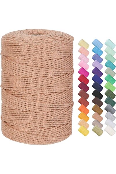 GENERAL Macrame Cord 3mm x 328yards Natural Macrame Cotton Rope Colored Macra...
