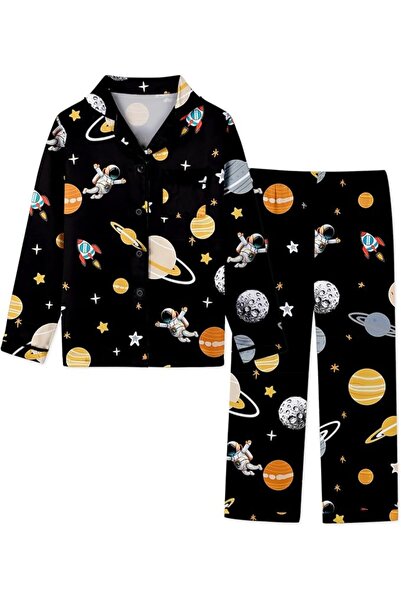 GENERAL Schbbbta Girls Boys Satin Pajamas Set, 2Piece Silk Nightwear Button-D...