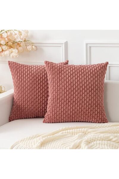 K KEVIN TEXTILE 2 Packs Decorative Throw Pillow Covers 18x18 Inch for Living ...
