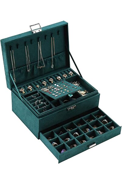 Homarket Women Jewelry Organizer Box, 3-Layer Velvet Jewelry Boxes Display St...