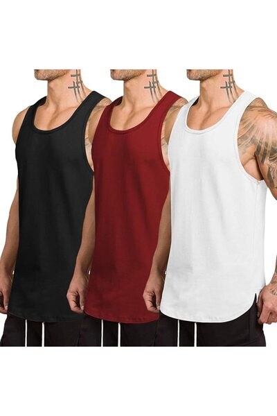 COOFANDY Men's 3 Pack Quick Dry Workout Tank Top Gym Muscle Tee Fitness Bodyb...