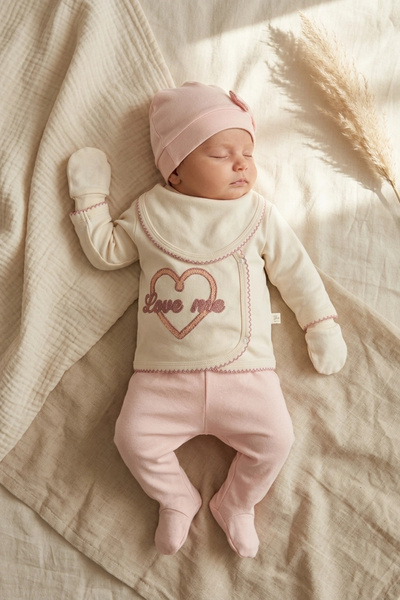 Babydonat Amoré 100% Cotton 5-Piece Newborn Baby Girl Hospital Discharge Set ...