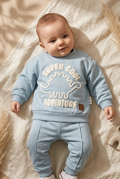 Babydonat طقم بدلة رياضية للأولاد من Dino Adventure مطبوع بنقش بارز - طقم علو...