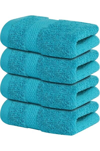 Infinitee Xclusives Premium Teal Washcloths Set – Pack of 4, 33cm x 33cm 100%...