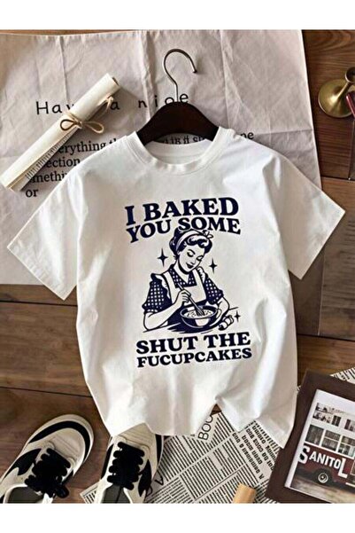 23ERVA Funny Women's Baking Girl With Text Design, Pure Cotton T-Shirt, Casua...