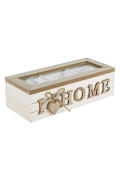 CATIANO Cutie de depozitare din lemn „I Love Home” cu 3 compartimente și fere...