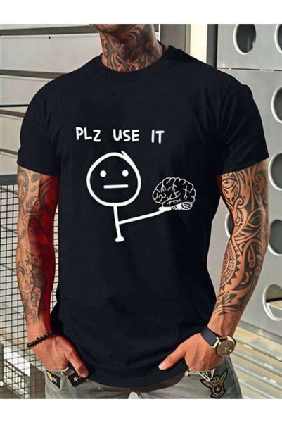 4CR ملابس صيفية للرجال، تي شيرت بطبعة Plz Use It Brain، تي شيرت عتيق الطراز و...