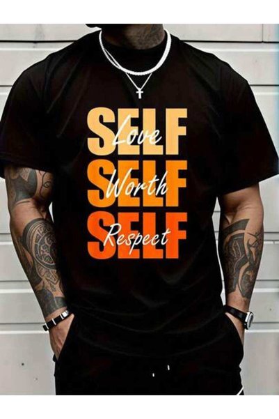 LİNA06 Men's Summer Outfits, Self Love Worth Respect Graphic Tees, Funny Vint...