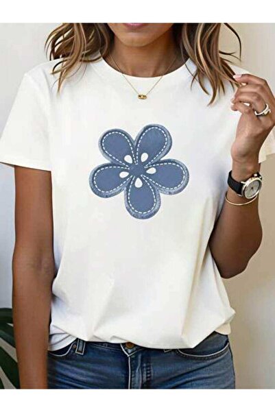 23ERVA Summer Outfit Women, Flower Pattern Funny Vintage T-Shirt, Loose And B...