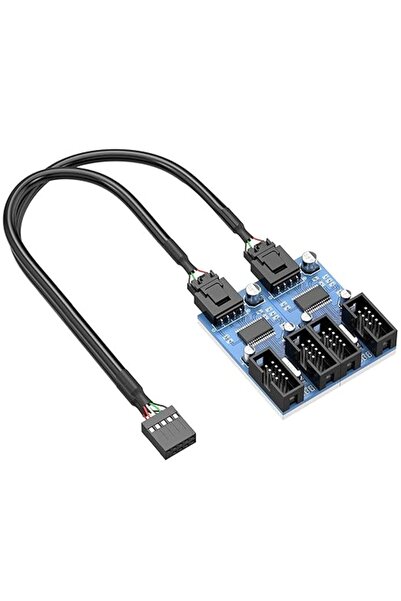 LinJie بطاقة تمديد USB 2.0 بـ 9 دبابيس ذكر إلى 4 أنثى، كابل توصيل ومقسم USB ل...
