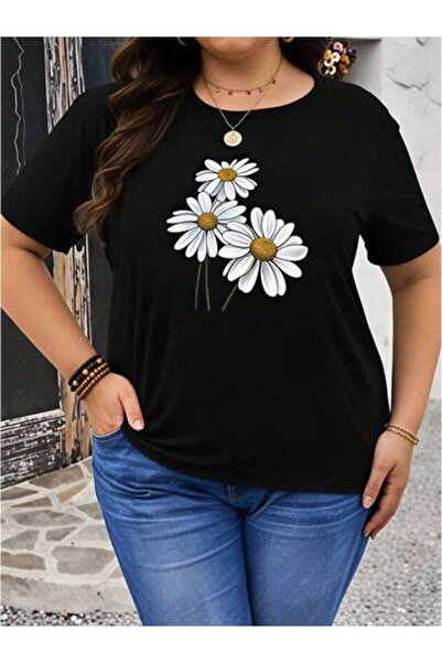 23ERVA Women's Daisy Flower Design, Pure Cotton T-Shirt, Spring Summer Wear, ...