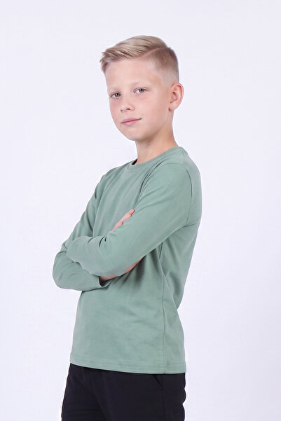 FYK KİDS Boy's Basic Solid Color Long Sleeve Sweatshirt
