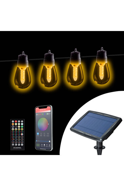 Alista Home Ghirlandă luminoasă solară inteligentă, 25 LED-uri, 13,6 m, Bluet...