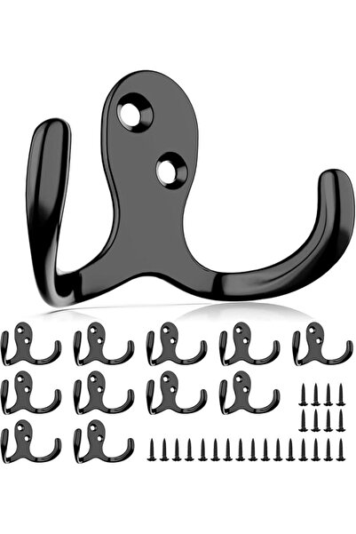 ALMEKAQUZ 12Pcs Steel Wall Hooks, Heavy Duty Single Prong with 24 Pcs Screws ...