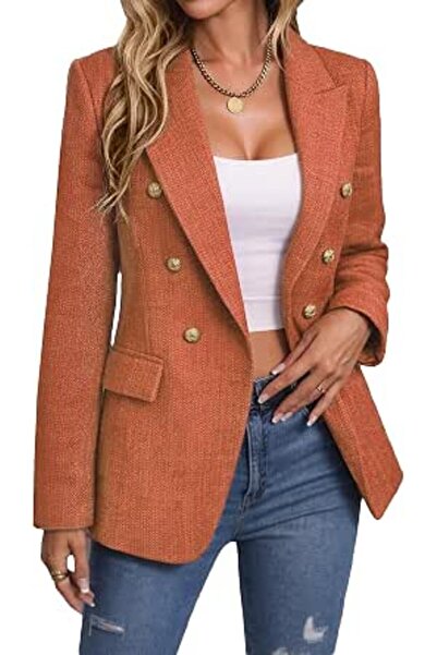 Minar Mina Self 2026 Spring Women's Tweed Plaid Blazer Jacket - Fully Lined F...