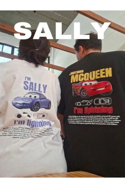 STİLLEX تي شيرت I'M SALLY بتفاصيل سيارة مقاس كبير للجنسين - مينغالوندان