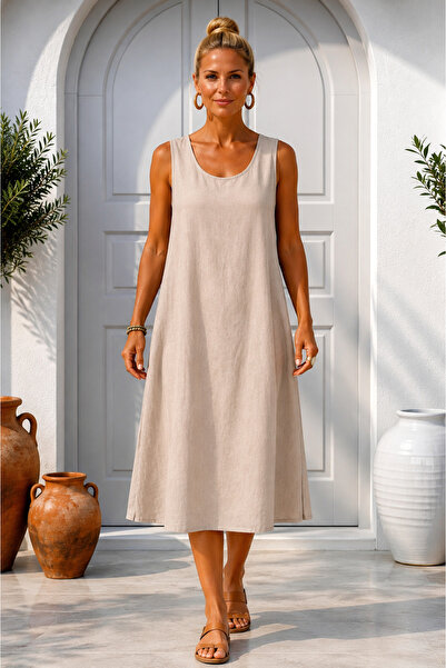 LİKAPA Likapashop Viscose Blended Plus Size Look Dress